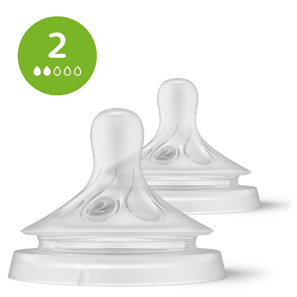 Philips Avent Doğal Tepkili 2'li Biberon Emziği, 2 Numara, SCY962/02