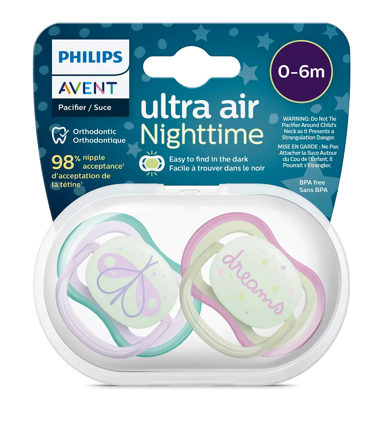 Philips Avent Ultra Air Night Emzik 0-6 Ay 2 Li Kız SCF376/19