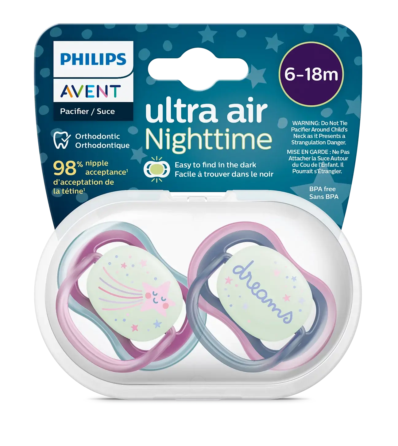 Philips Avent Ultra Air Night Emzik 6-18 Ay 2 Li Kız SCF376/14