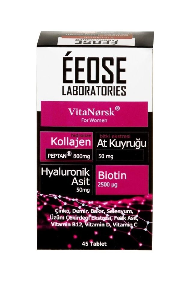 Collagen Tablet Kollajen + Hyaluronik Asit + Atkuyruğu + Biotin + C Vitamini 45 Tablet