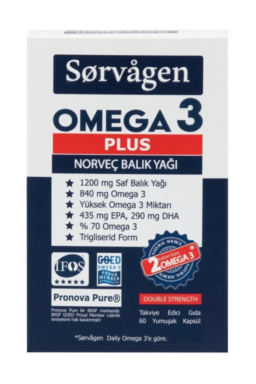 Sorvagen Omega 3 Plus Saf Norveç Balık Yağı 60 Kapsül, 1200mg