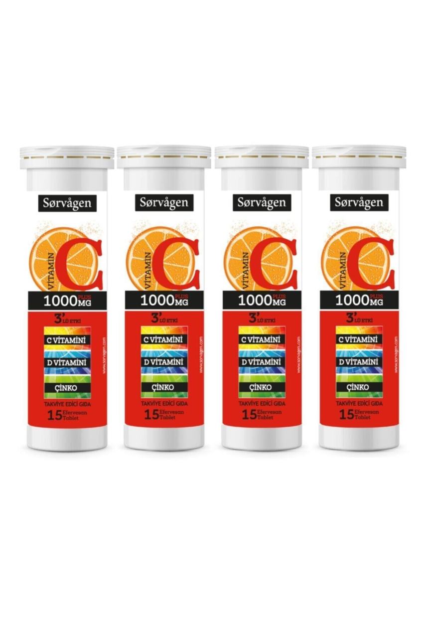C Vitamini 1000 Mg Plus 3'lü Etki(c Vitamini + D Vitamini + Çinko) -4 Adet X 15 Efervesan Tablet