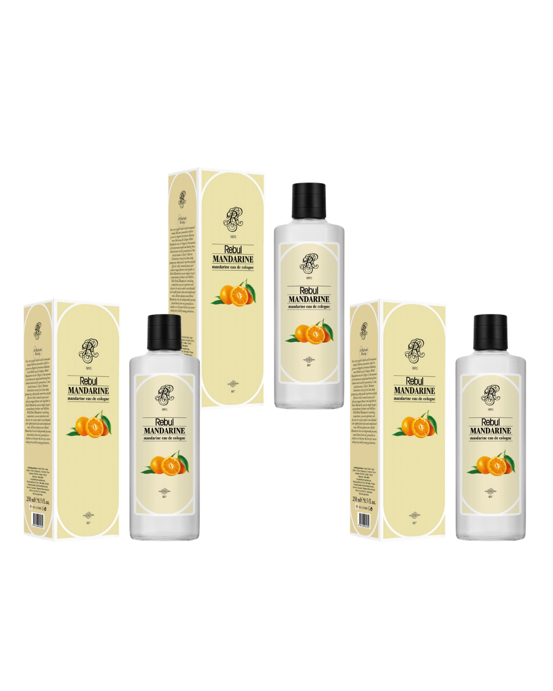 Rebul 250Ml Mandarine Kolonya Cam Şişe 3 Lü
