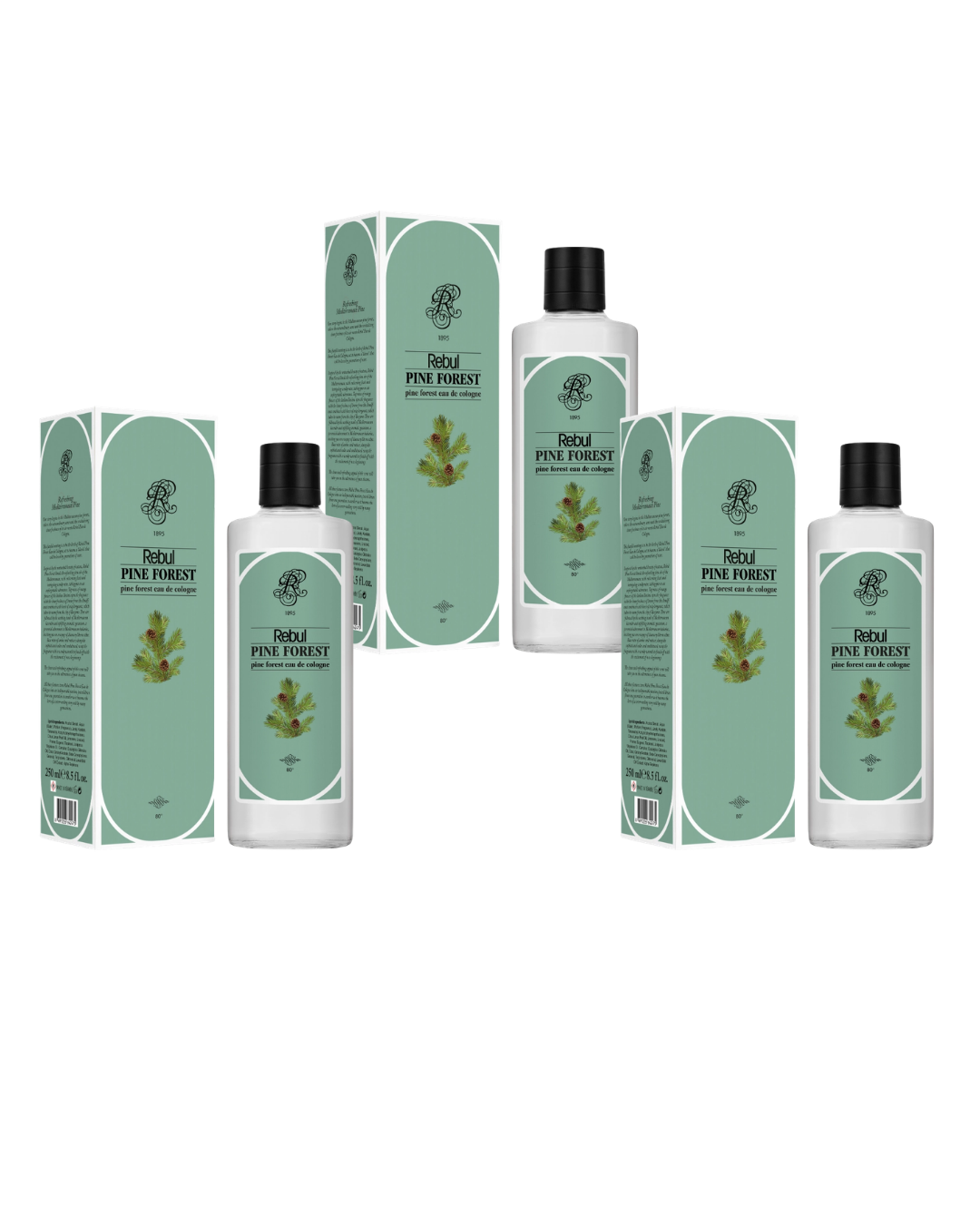 Rebul 250Ml Pıne Forest Kolonya Cam Şişe 3 Lü Set