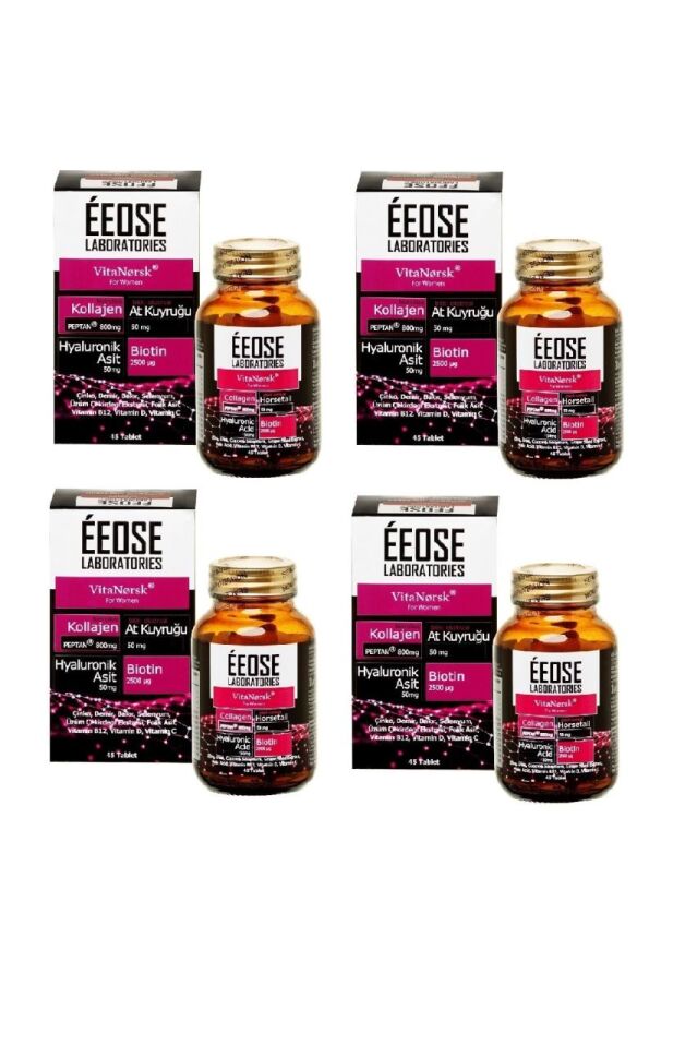 Collagen Tablet ( Kollajen + Hyaluronik Asit + Atkuyruğu + Biotin + C Vitamini) 45 Tablet- 4 Adet
