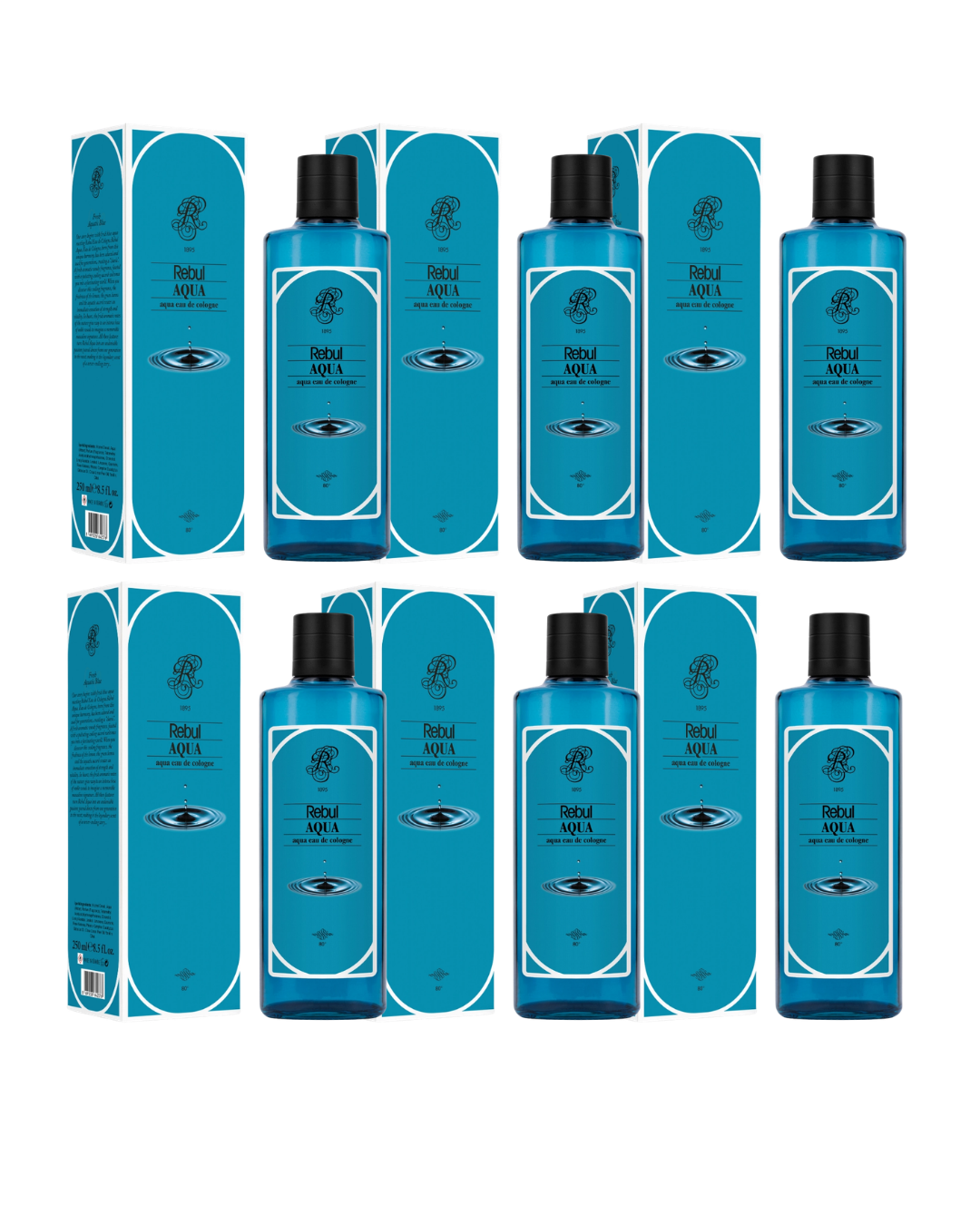 Rebul 250Ml Aqua Kolonya Cam Şişe 6 Lı Set