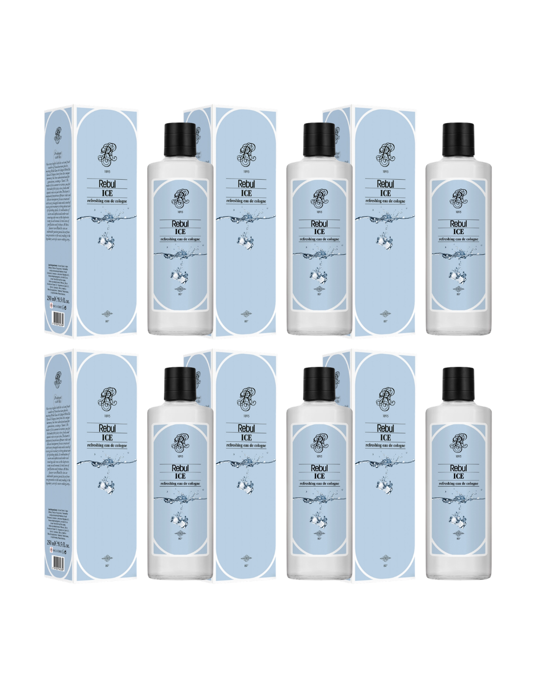Rebul 250Ml Ice Kolonya Cam Şişe 6 Lı Set