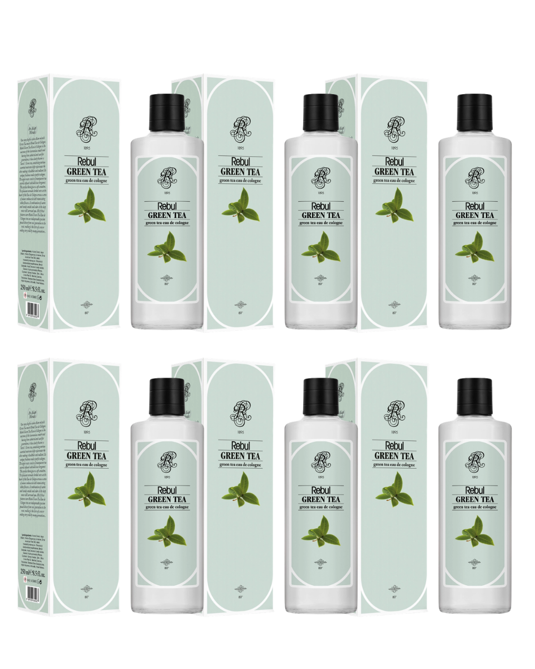 Rebul 250Ml Green Tea Kolonya Cam Şişe Tekli 6 Lı Set