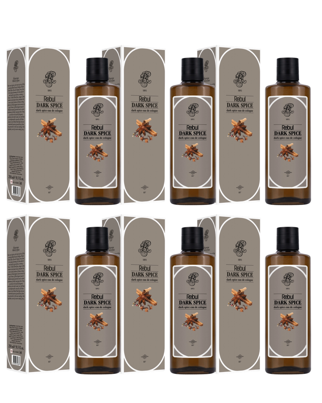 Rebul 250Ml Dark Kolonya Cam Şişe 6 Lı Set