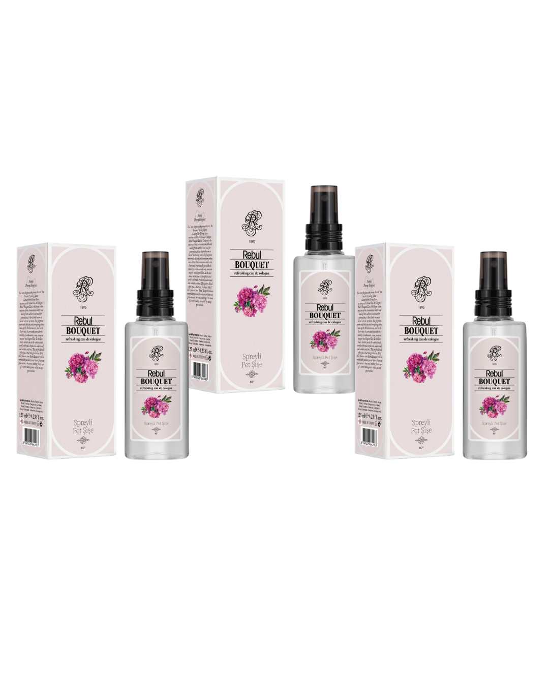 Rebul Bouquet Kolonya 125 Ml Spreyli Pet Şişe 3 Lü Set