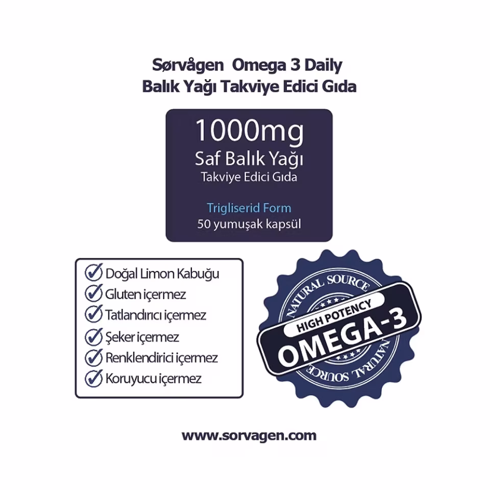 Sorvagen Omega 3 Daily Saf Balık Yağı 50 Kapsül