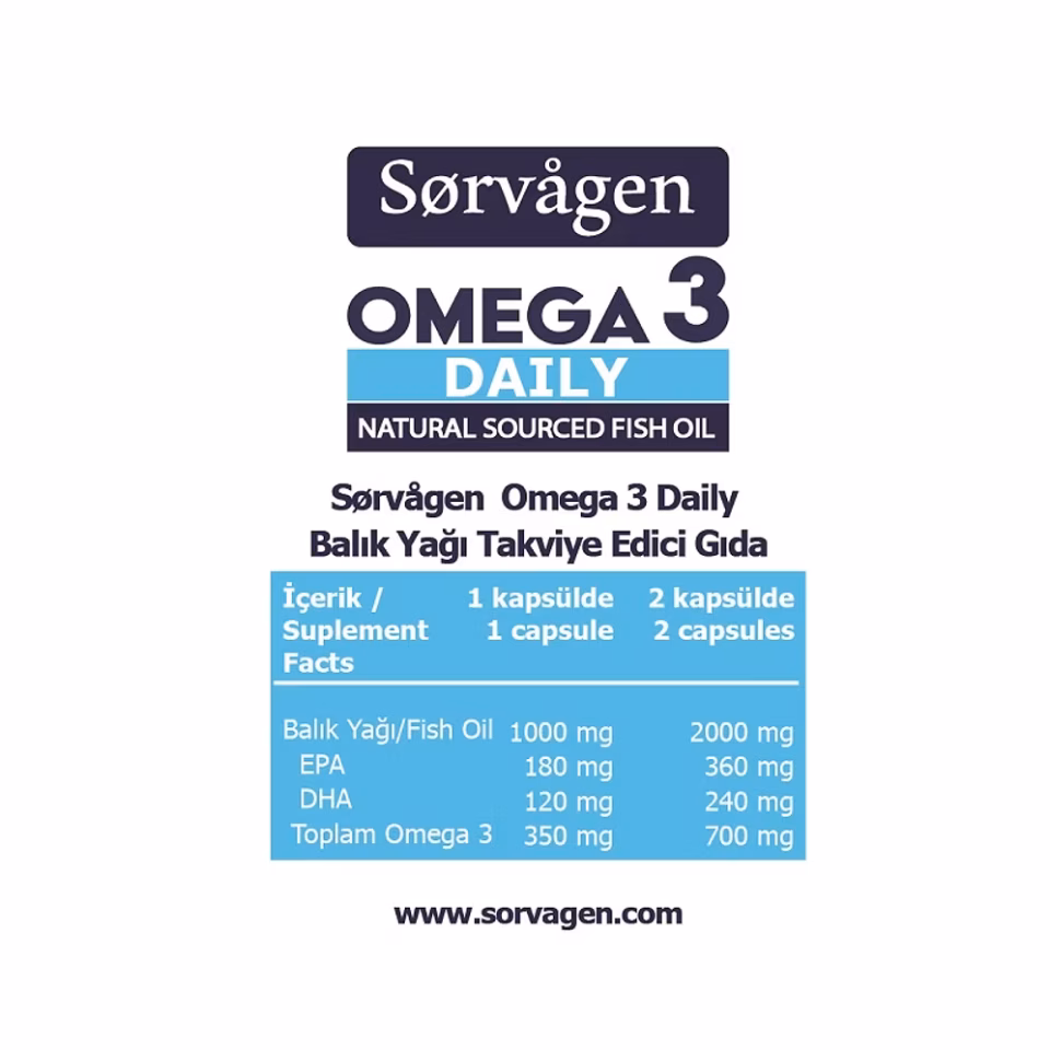 Sorvagen Omega 3 Daily Saf Balık Yağı 50 Kapsül