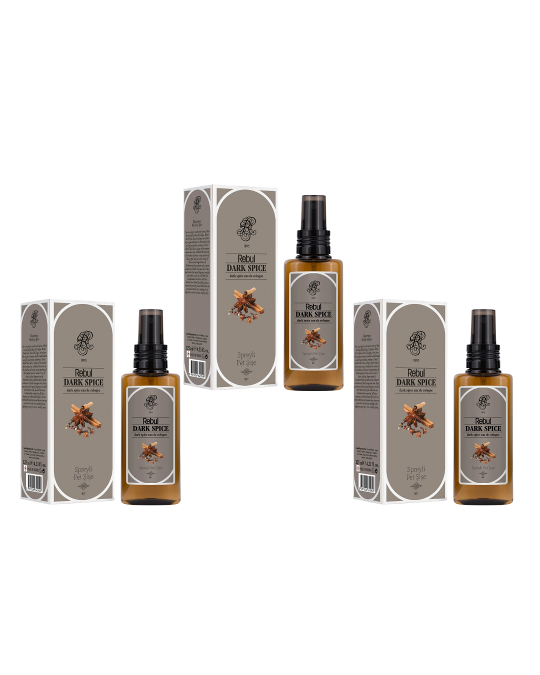 Rebul Dark Kolonya 125 Ml Spreyli Pet Şişe 3 Lü Set