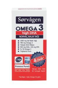 Omega 3 High Dha Saf Norveç Balık Yağı, 50 Kapsül, 1000 Mg
