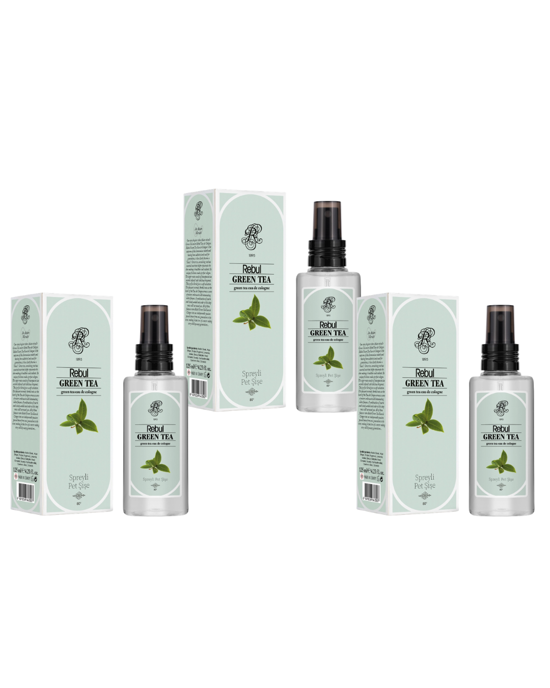 Rebul Green Tea Kolonya 125 Ml Spreyli Pet Şişe 3 Lü Set