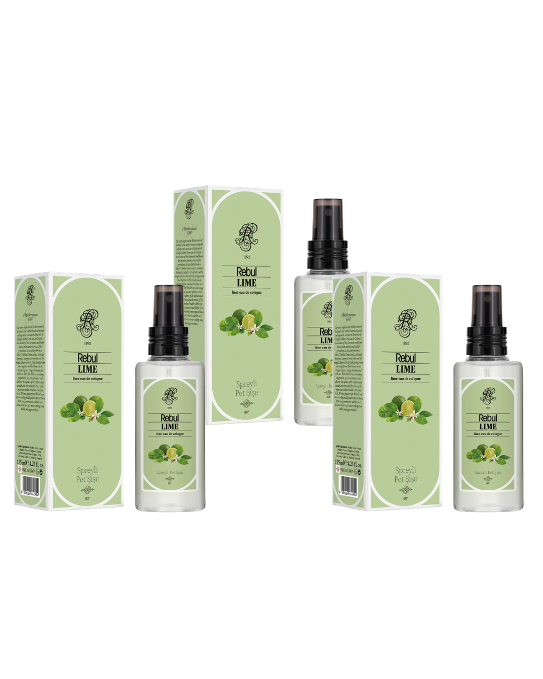 Rebul Lime Kolonya 125 Ml Spreyli Pet Şişe 3 Lü Set