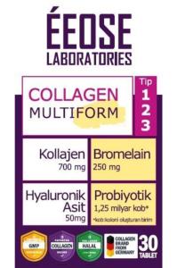 Multiform Kolajen Bromelain Hyaluronik Asit Ve Probiyotik 30 Tablet 2 Adet