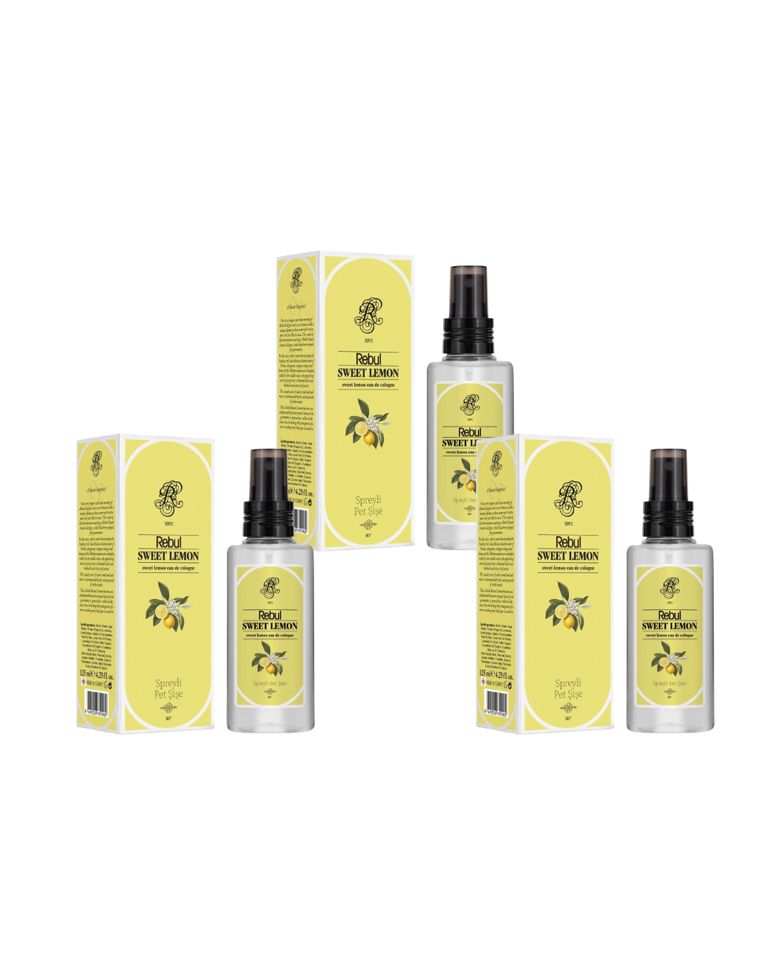 Rebul Sweet Limon Kolonya 125 Ml Spreyli Pet Şişe 3 Lü Set