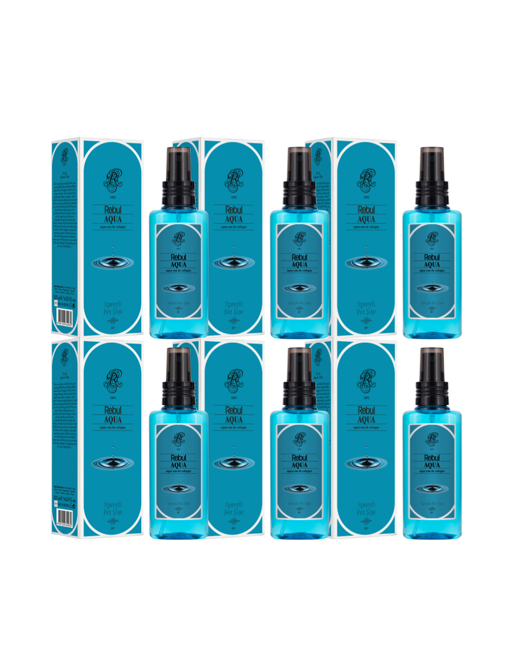 Rebul Aqua Kolonya 125 Ml Spreyli Pet Şişe 6 Lı Set