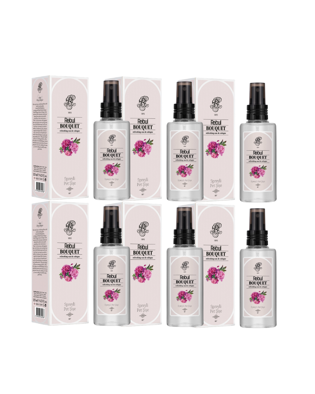 Rebul Bouquet Kolonya 125 Ml Spreyli Pet Şişe 6 Lı Set