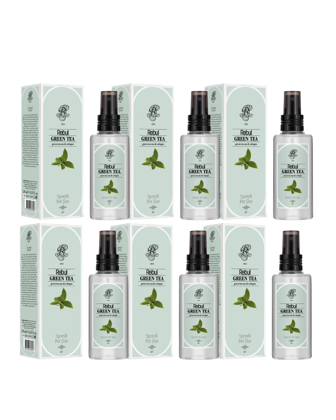 Rebul Green Tea Kolonya 125 Ml Spreyli Pet Şişe 6 Lı Set
