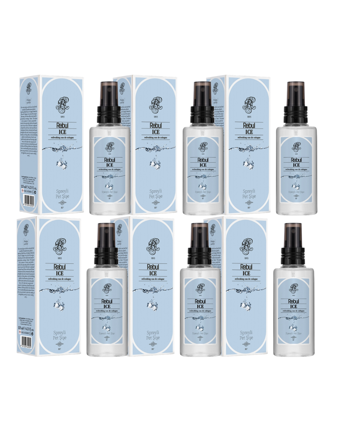 Rebul Ice Kolonya 125 Ml Spreyli Pet Şişe 6 Lı Set