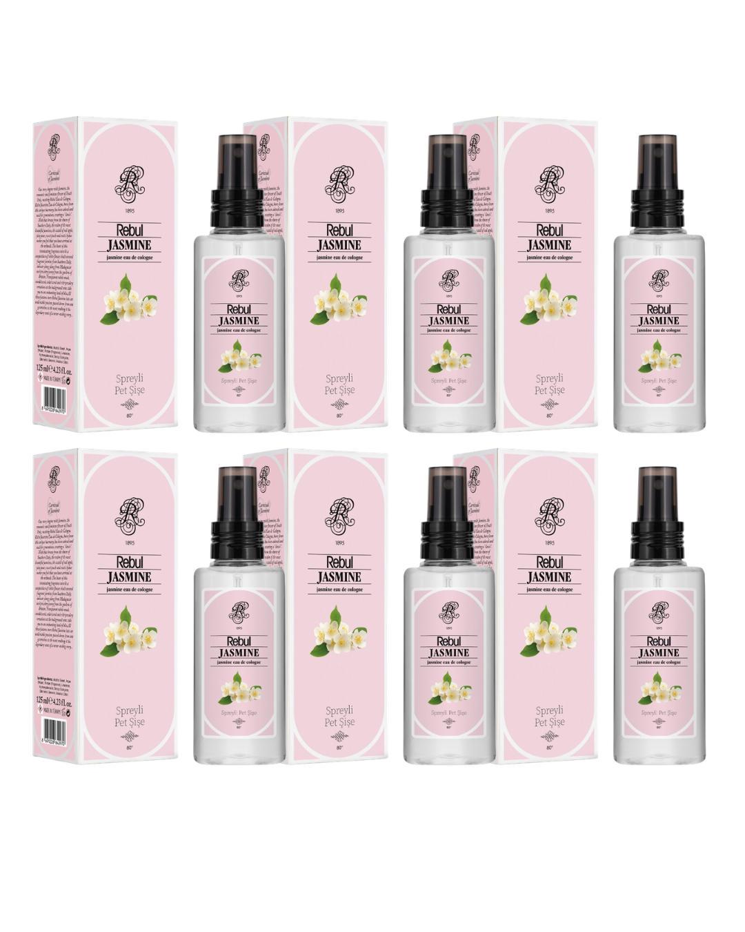 Rebul Jasmine Kolonya 125 Ml Spreyli Pet Şişe 6 Lı Set