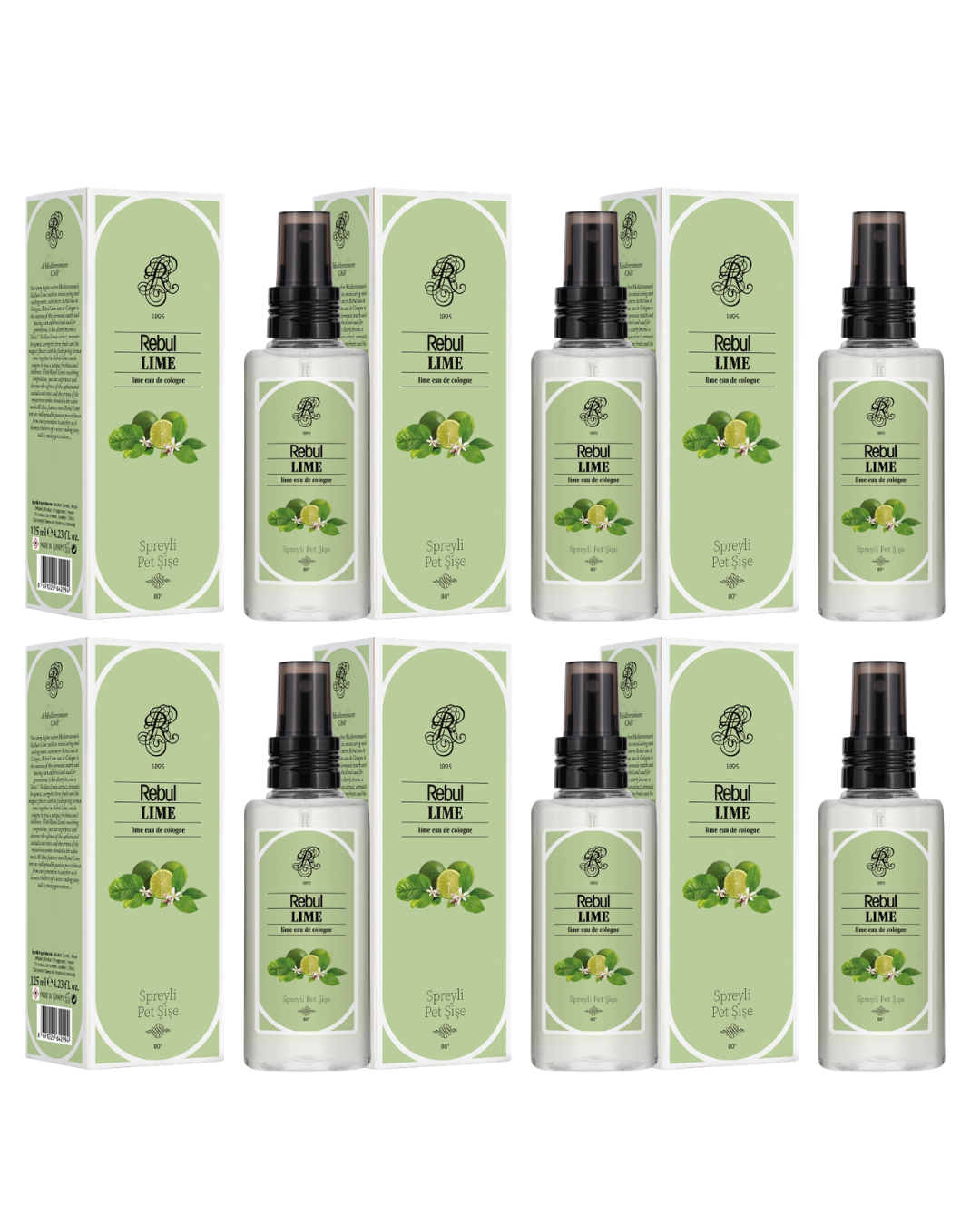 Rebul Lime Kolonya 125 Ml Spreyli Pet Şişe 6 Lı Set