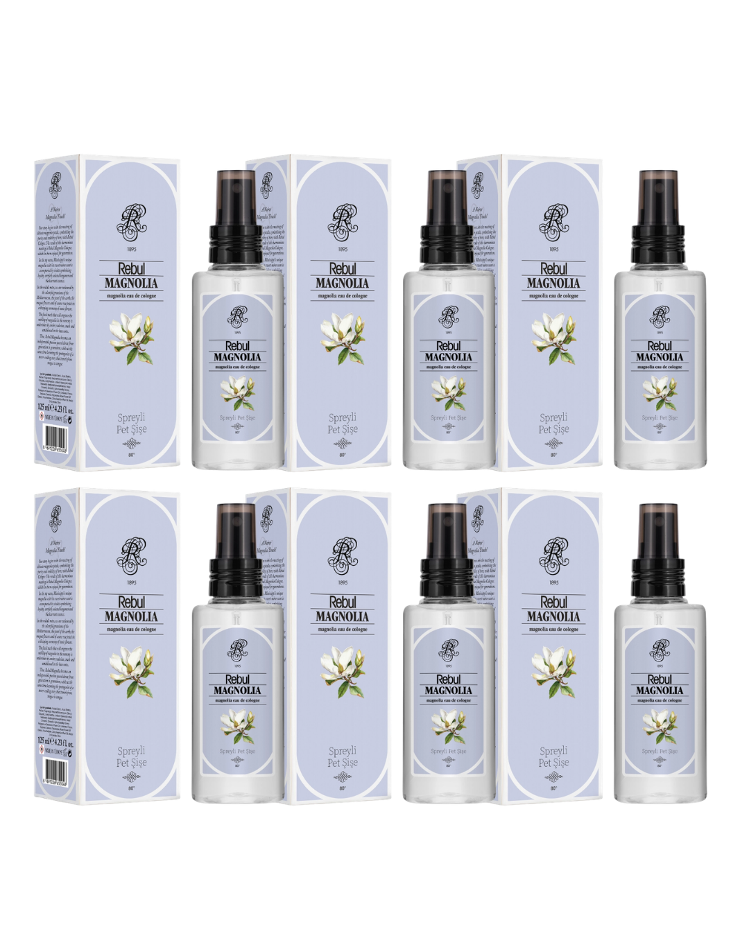 Rebul Magnolıa Kolonya 125 Ml Spreyli Pet Şişe 6 Lı Set