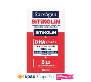 Sorvagen Sitikolin (Sitikolin, DHA Omega 3 VE B12 Takviye Edici Gıda)