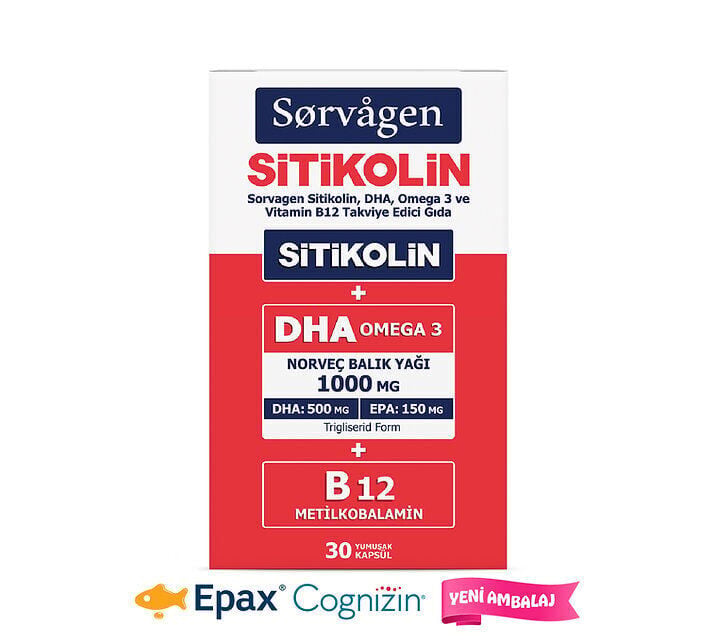 Sorvagen Sitikolin (Sitikolin, DHA Omega 3 VE B12 Takviye Edici Gıda)