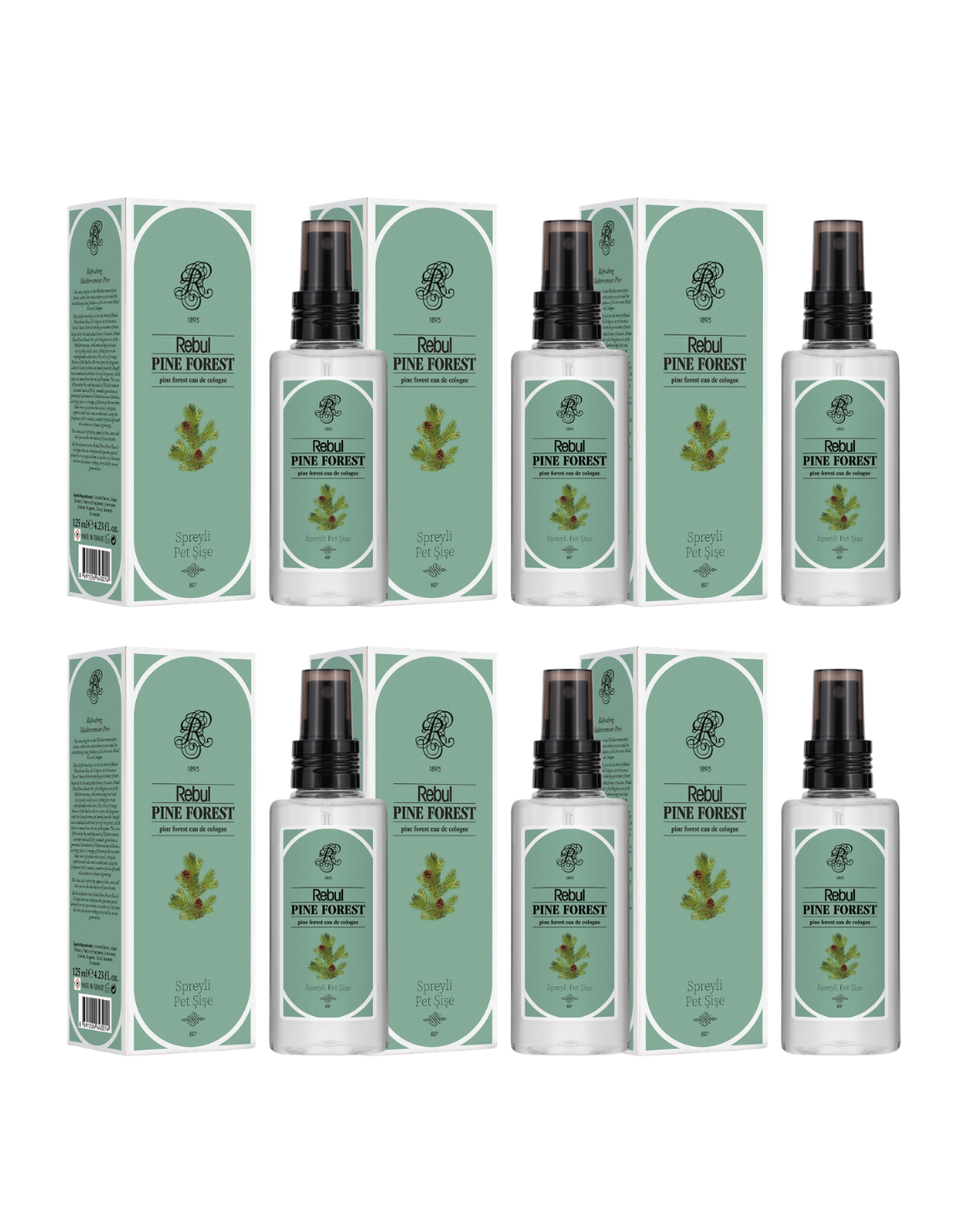 Rebul Pıne Forest Kolonya 125 Ml Spreyli Pet Şişe 6 Lı Set
