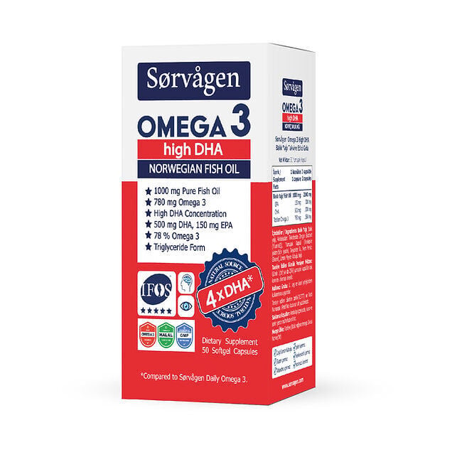 Sorvagen Omega 3 High DHA 50 Kapsül + Omega 3 Plus 60 Kapsül Kombin Set