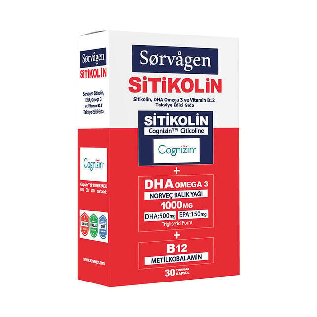 Sorvagen Sitikolin Dha Omega 3 Ve B12 30 Kapsül - 2 Adet