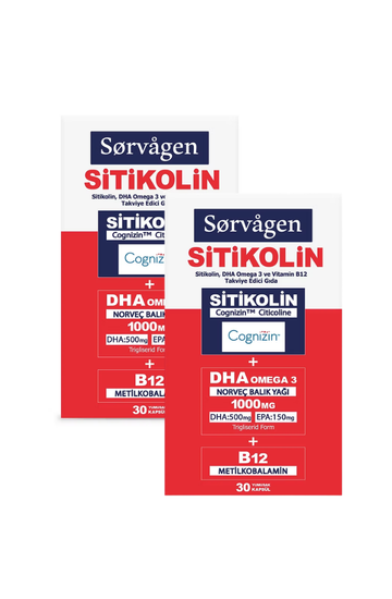 Sorvagen Sitikolin Dha Omega 3 Ve B12 30 Kapsül - 2 Adet