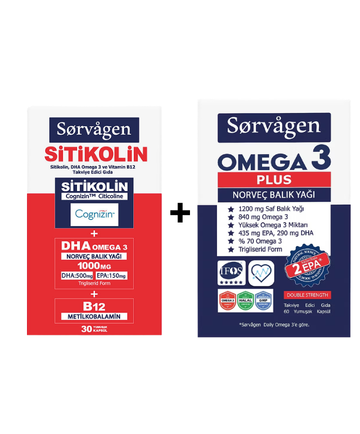 Sorvagen Sitikolin + Omega 3 Plus Norveç Balık Yağı Kombin Set