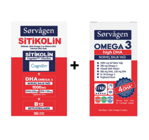 Sorvagen Sitikolin, Dha Omega 3, B12 (30 Kapsül) + Omega 3 Hıgh Dha Norveç Balık Yağı