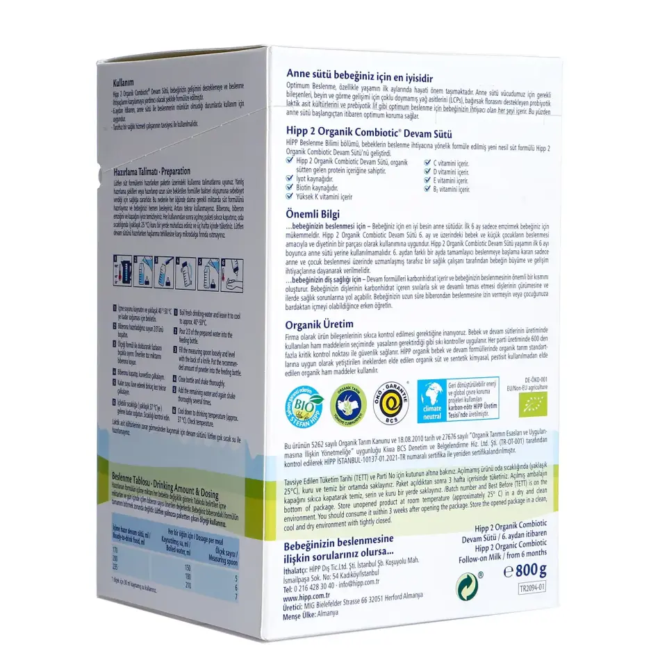 Hipp 2 Organik Combiotic Devam Sütü 800 gr