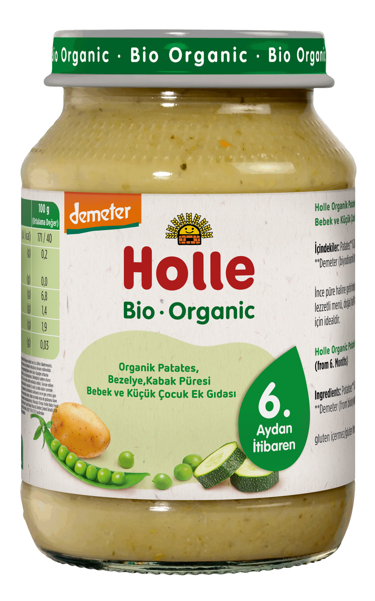 Holle Organik Patates Bezelye Kabak 190 Gr