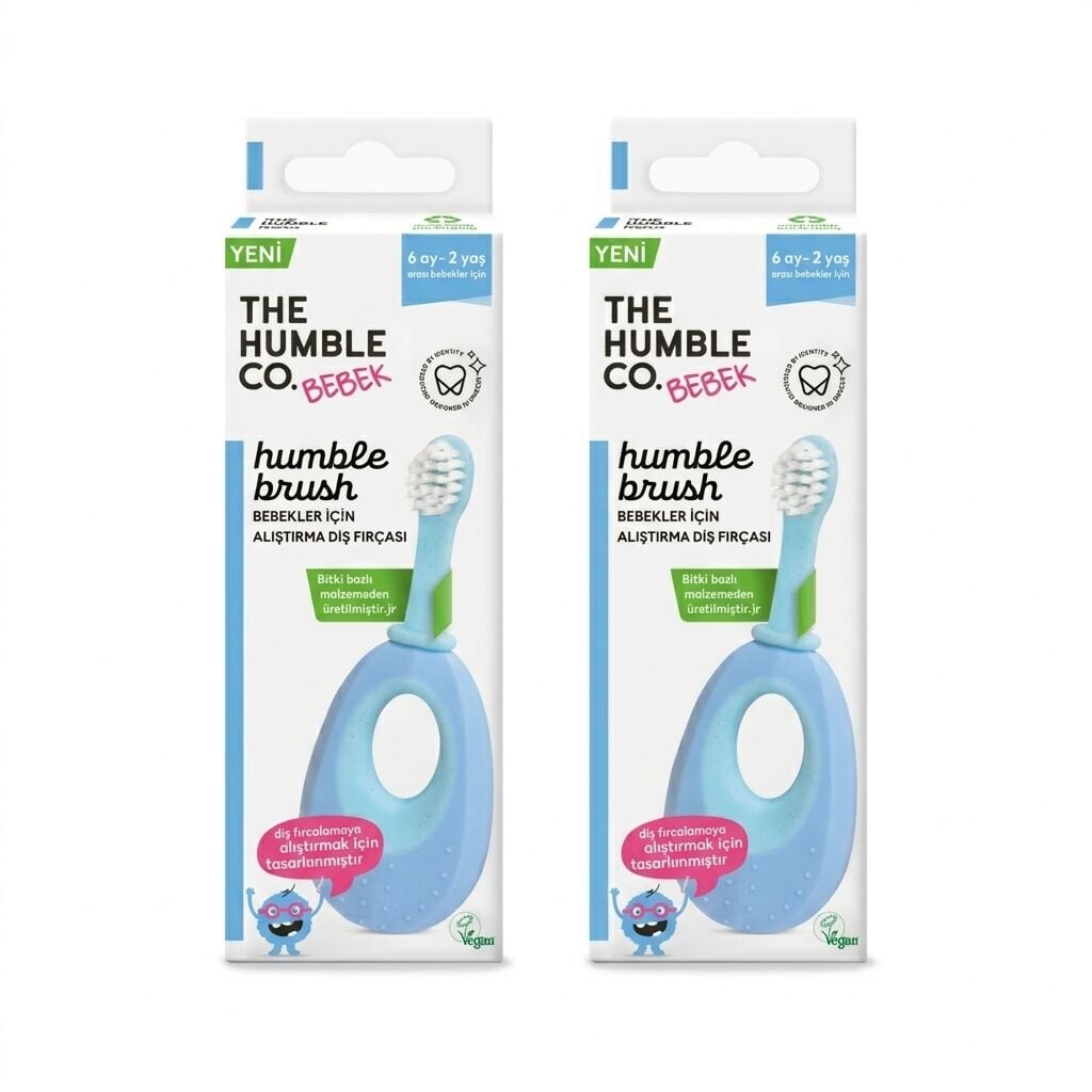 The Humble Co. Brush Baby Alıştırma Diş Fırçası - Mavi 2 Li Set