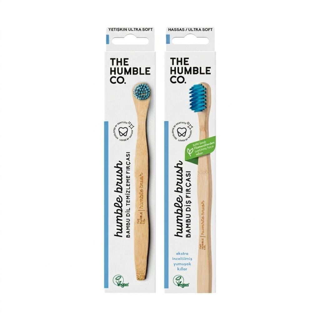 The Humble Co. Hijyen Seti - Ultra Soft Mavi Diş Fırçası & Mavi Dil Fırçası
