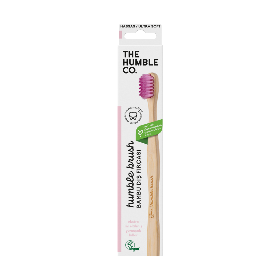 The Humble Co. Hijyen Seti - Ultra Soft Mor Diş Fırçası & Pembe Dil Fırçası