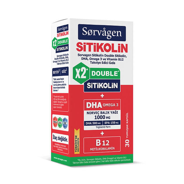 Sorvagen Smart Double Sitikolin Dha Omega 3 Ve B12 30 Kapsül 3 Lü Set