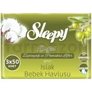 Sleepy Zeytinyağlı Islak Bebek Havlusu 3 x 50 Adet