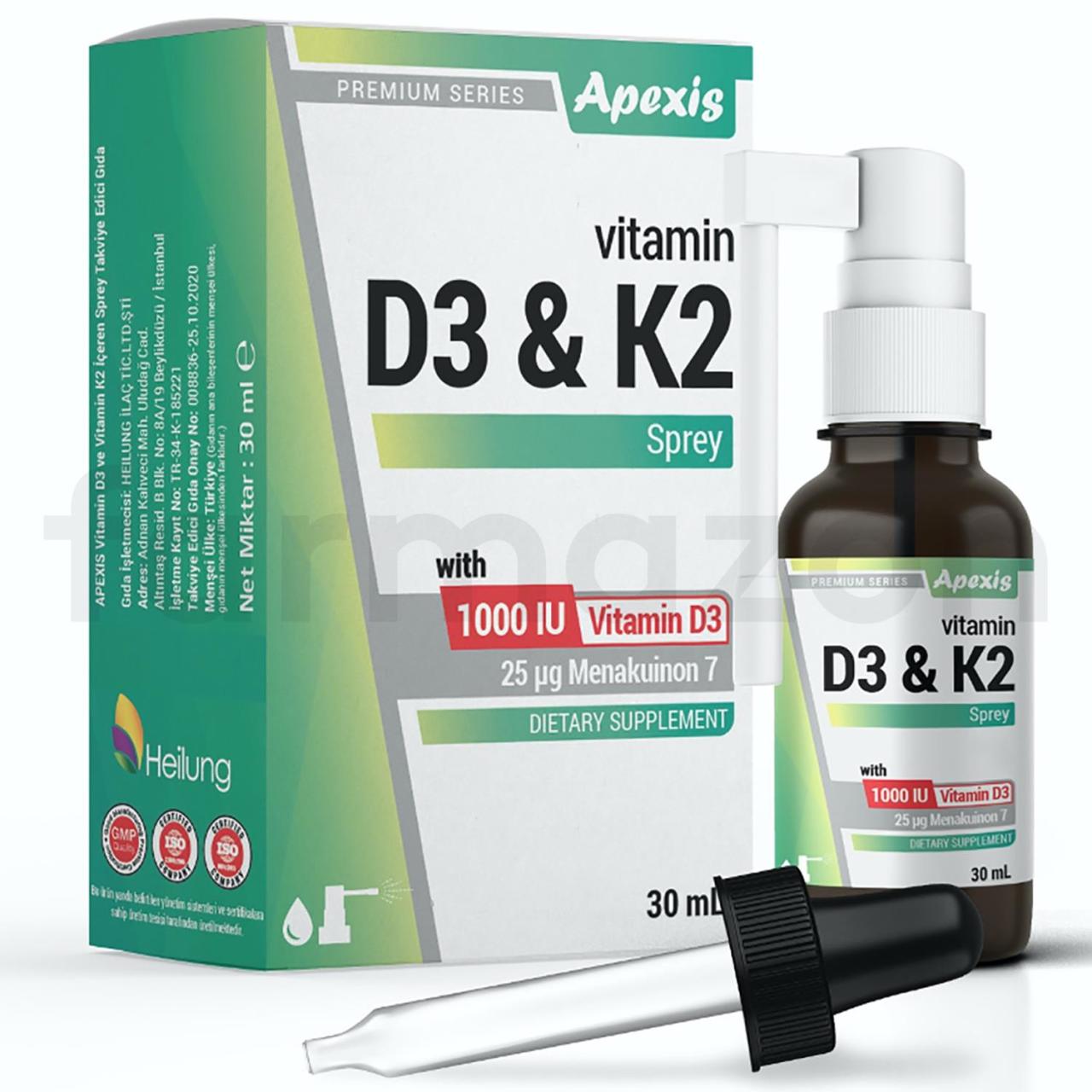 Apexis Vitamin D3 & K2 Oral Sprey Takviye Edici Gıda 30 ml
