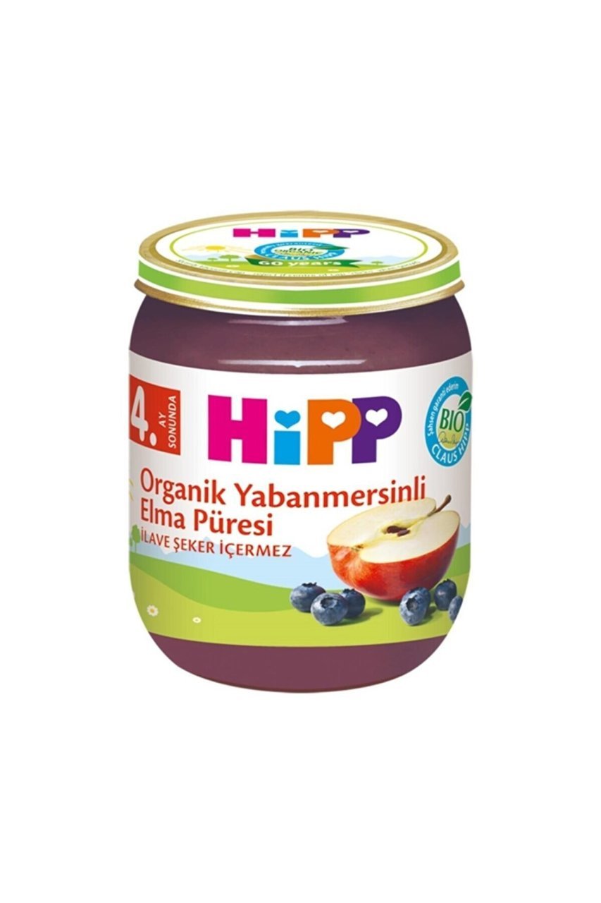 Hipp Organik Yabanmersinli Elma Püresi Kavanoz Maması 125 gr