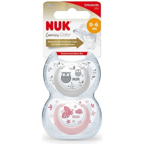 Nuk 730193 Genius Color Silikon Emzik 0-6 Ay 2'li- Pembe & Gri