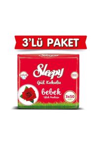 Sleepy Gül Kokulu Bebek Islak Mendil 3 x 50 Adet