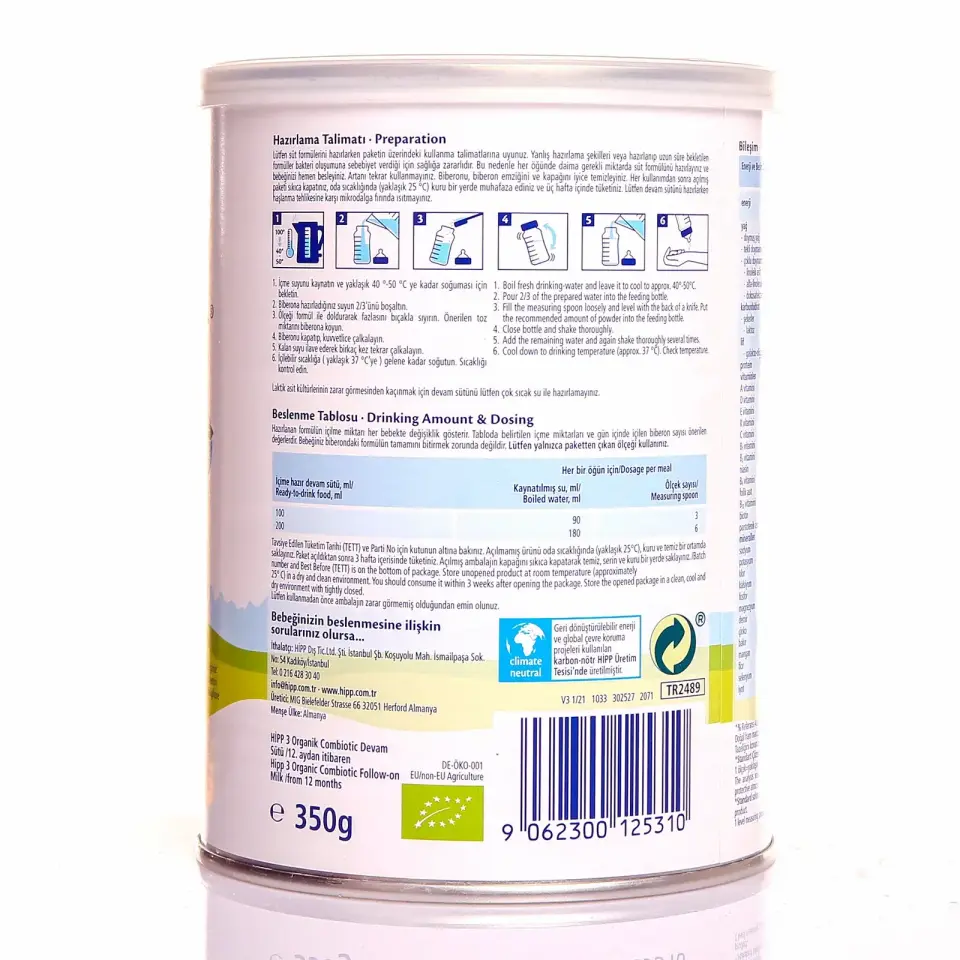 Hipp 3 Organik Combiotik Devam Sütü 350 gr