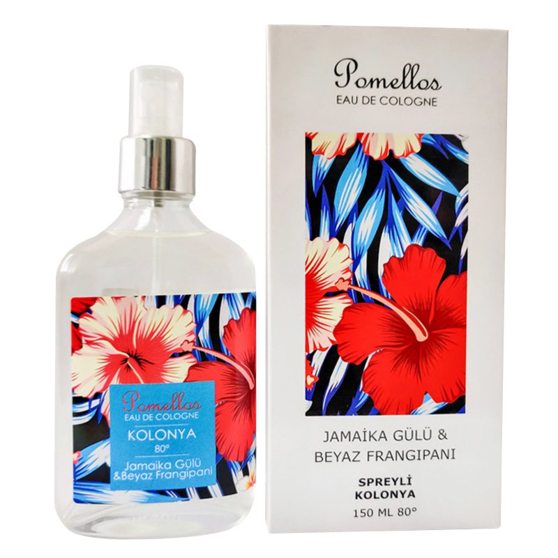 Pomellos Jamaika Gülü & Beyaz  Frangipani Cam Şişe Sprey Kolonya 150 ml